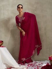 Maroon NC Moss Saree with Jarkhan Embroidery