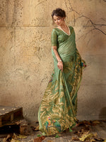 Green Georgette Floral Printed Saree sedora couture
