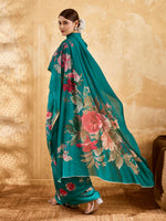 Green Geogette Floral Printed Saree sedora couture