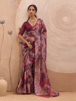 Pink Georgette Floral Printed Saree sedora couture