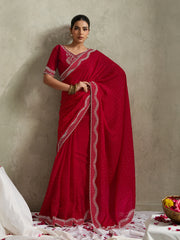 Red NC Moss Saree with Jarkhan Border