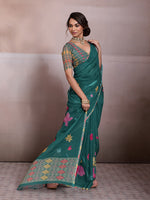 Green Georgette Floral Printed Saree sedora couture