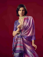 Purple Jacquard Printed Saree with Unstitched Blouse sedora couture