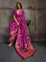 Purple Moss Figure Printed Saree sedora couture