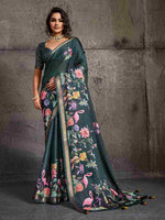 Grey Moss Figure Printed Saree sedora couture