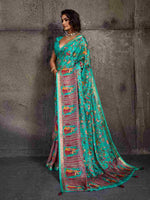 Blue Moss Figure Printed Saree sedora couture