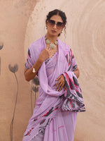 Lavender Georgette Floral Printed Saree sedora couture