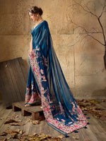 Blue Georgette Floral Printed Saree sedora couture