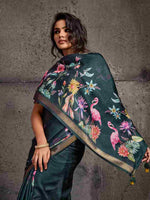 Grey Moss Figure Printed Saree sedora couture