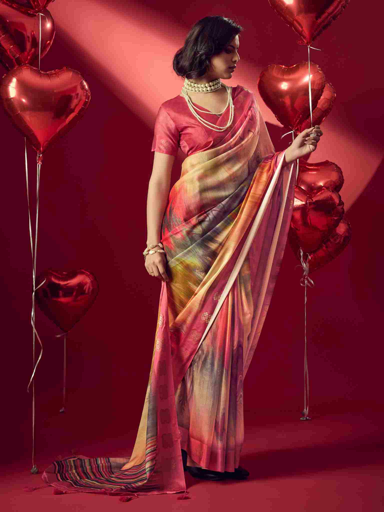 Yellow Jacquard Printed Saree with Unstitched Blouse