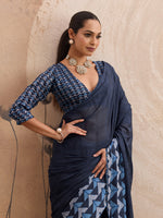 Blue Georgette Floral Printed Saree sedora couture