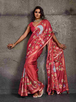 Red Moss Figure Printed Saree sedora couture
