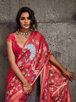 Red Moss Figure Printed Saree sedora couture
