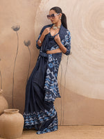 Blue Georgette Floral Printed Saree sedora couture
