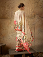 Beige Georgette Floral Printed Saree sedora couture