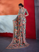 Multi-Colour Cotton Crepe Geometrical Printed Saree sedora couture