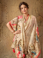 Beige Georgette Floral Printed Saree sedora couture