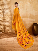 Yellow Geogette Floral Printed Saree sedora couture