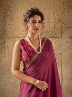 Wine Georgette Floral Printed Saree sedora couture