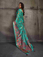 Blue Moss Figure Printed Saree sedora couture