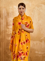 Yellow Geogette Floral Printed Saree sedora couture