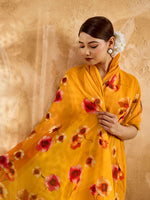 Yellow Geogette Floral Printed Saree sedora couture