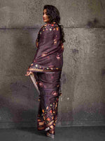 Brown Moss Figure Printed Saree sedora couture