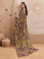 Mustard Georgette Floral Printed Saree sedora couture