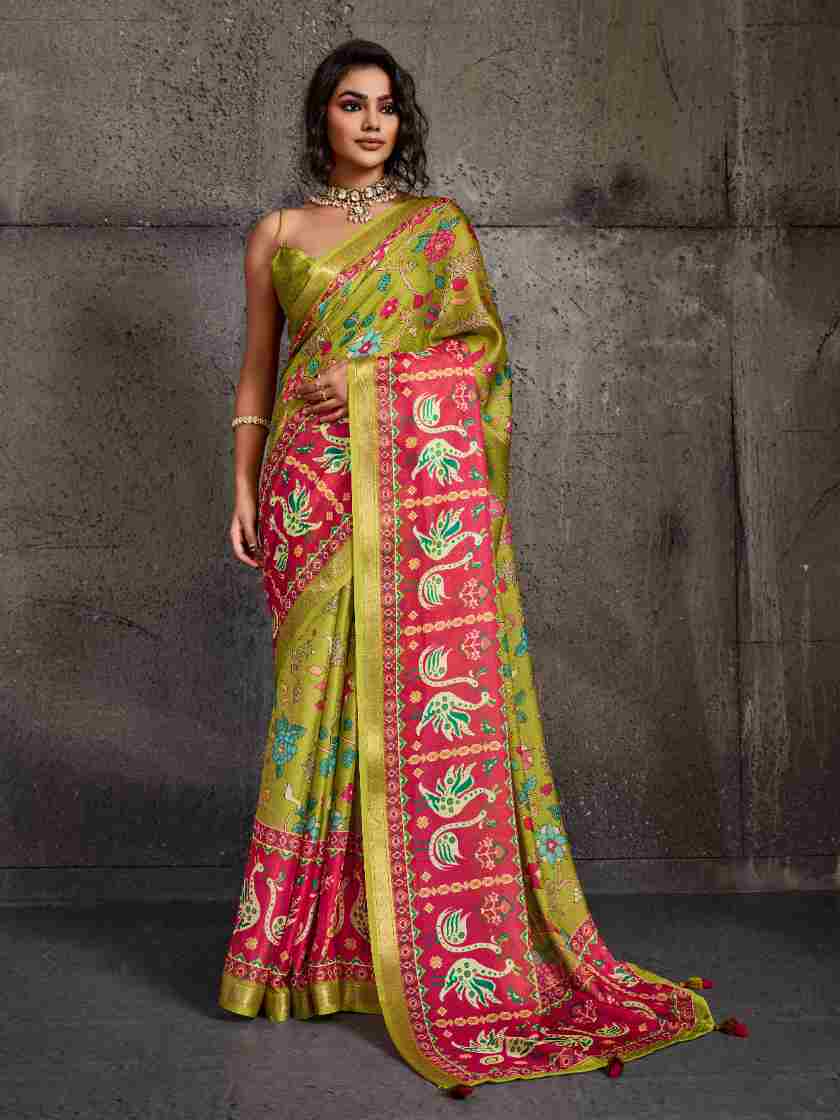 Light Green Moss Figure Printed Saree