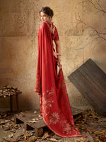 Red Georgette Floral Printed Saree sedora couture