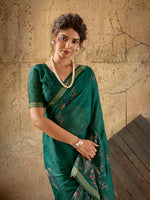 Bottel Green Georgette Floral Printed Saree sedora couture