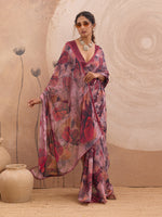 Pink Georgette Floral Printed Saree sedora couture