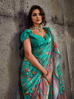 Blue Moss Figure Printed Saree sedora couture