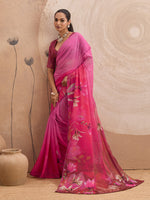 Pink Georgette Floral Printed Saree sedora couture