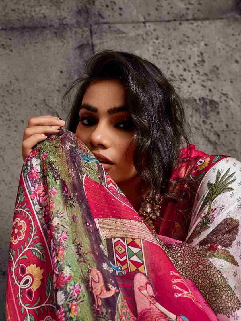 White Moss Figure Printed Saree sedora couture