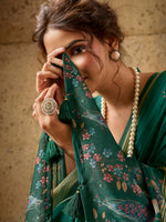 Bottel Green Georgette Floral Printed Saree sedora couture