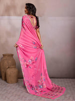 Pink Georgette Floral Printed Saree sedora couture