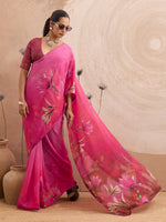 Pink Georgette Floral Printed Saree sedora couture