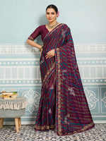 Maroon Sparkle Georgette Printed Saree with Beaded Border sedora couture