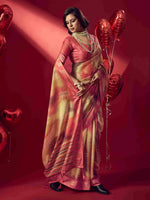 Yellow Jacquard Printed Saree with Unstitched Blouse sedora couture