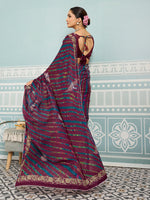 Maroon Sparkle Georgette Printed Saree with Beaded Border sedora couture