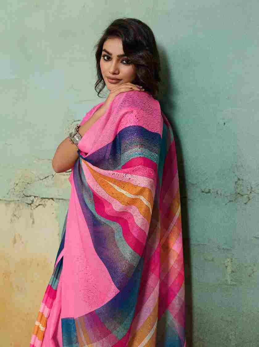 Pink Jacquard Geometrical Printed Saree sedora couture