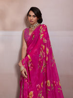 Pink Georgette Floral Printed Saree sedora couture