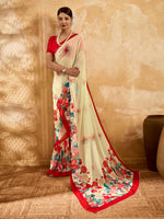 Beige Geogette Floral Printed Saree sedora couture