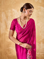 Pink Geogette Floral Printed Saree sedora couture