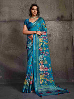 Blue Moss Figure Printed Saree sedora couture