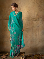 Green Georgette Floral Printed Saree sedora couture