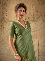 Green Georgette Floral Printed Saree sedora couture