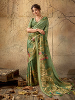 Green Georgette Floral Printed Saree sedora couture