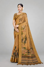 Mustard Kanjivaram Floral Printed Saree sedora couture